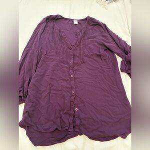 Old Navy Deep Purple V-Neck Blouse